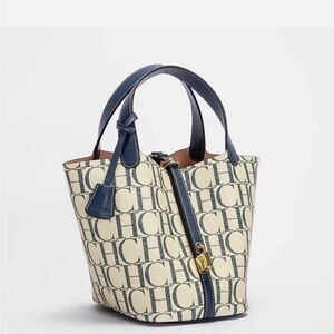 Carolina Herrera Navy & Cream CH Monogram Tote
